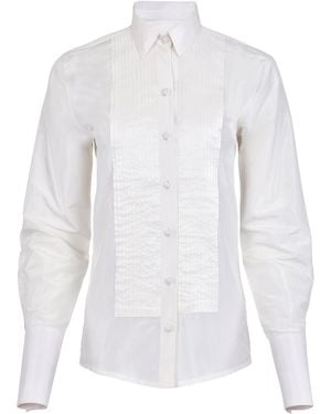 Francesca Miranda Silk Taffeta Classic Tuxedo Shirt - White