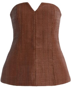 St. Agni Exclusive Strapless Woven Leather Top - Brown