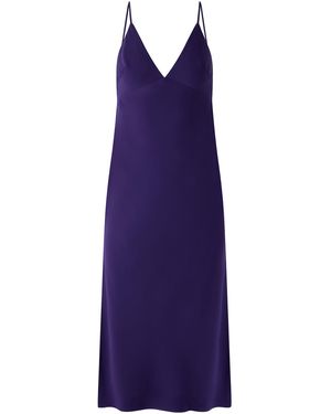 Kate Hundley Exclusive Triangle Bias Silk Midi Slip Dress - Purple