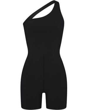 Left On Friday Shoreline One-Shoulder Stretch-Jersey Playsuit - Black
