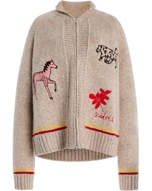 Siedres Niasa Embroidered Wool-Blend Knit Cardigan - Multicolour