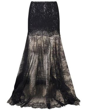 LoveShackFancy Carline Lace Maxi Skirt - Black