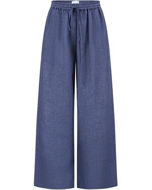 Into The East Linen Straight-Leg Trousers - Blue