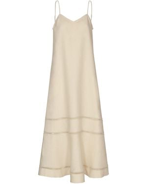 ANDRES OTALORA Al Viento Embroidered Linen Maxi Dress - Natural