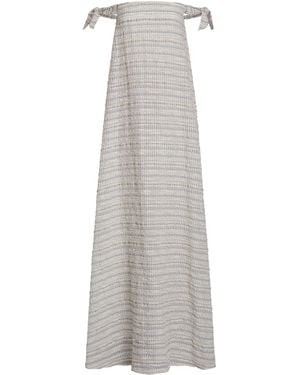Markarian Narcissus Off-The-Shoulder Striped-Organza Gown - White