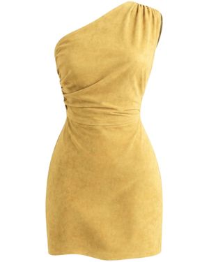 ZUT Matriarca Suede One-Shoulder Mini Dress - Yellow