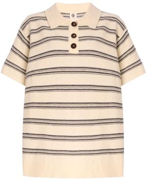 THE GARMENT Striped Wool-cashmere Polo Top - Natural