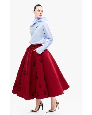 Harithand Exclusive Ruffled Silk Midi Skirt - Red