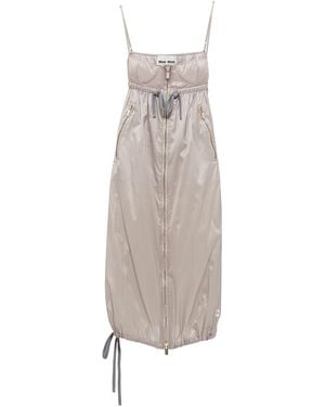 Miu Miu Tie-detailed Silk Midi Dress - White