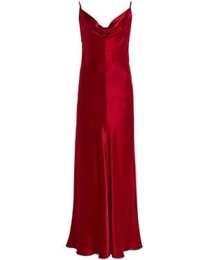 FFORME Emi Draped Hammered-Satin Midi Slip Dress