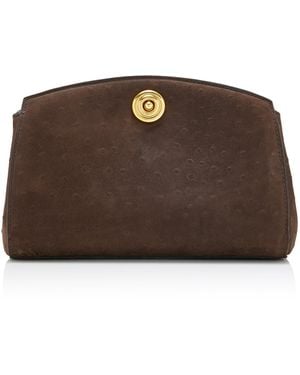 Liffner Pushlock Ostrich-Effect Leather Clutch - Brown