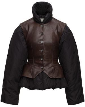 Magda Butrym Leather & Nylon Jacket - Black