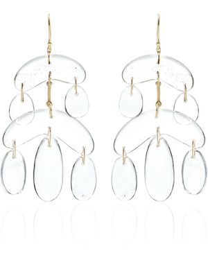 Ten Thousand Things Mini 18k Yellow Gold Crystal Chandelier Earrings - White