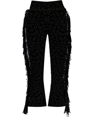 Pepa Pombo Eli Fringed Wide-Leg Pants - Black