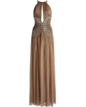Zuhair Murad Chiffon Sand Shell Long Dress - Natural