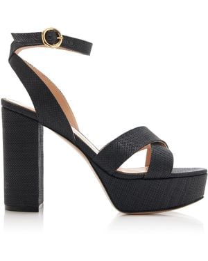 Gianvito Rossi Sabrina Linen Platform Sandals - Black