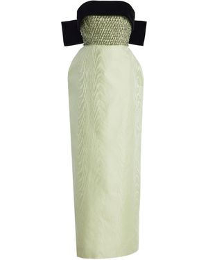 Chorus Exclusive Embellished Moiré Midi Column Dress - Green