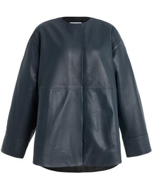 St. Agni Exclusive Leather Pillow Jacket - Blue
