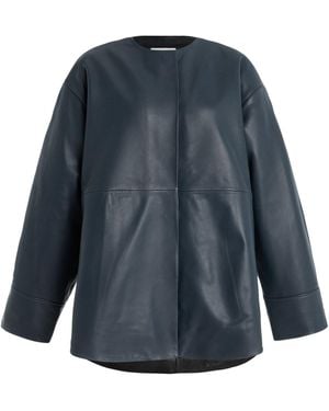 St. Agni Exclusive Leather Pillow Jacket - Blue