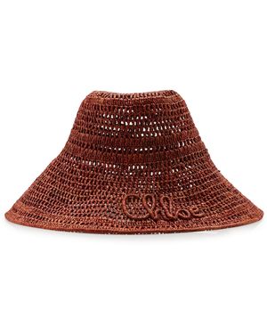 Chloé Woven Raffia Bucket Hat - Red