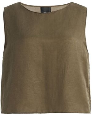 Leset Daniel Cropped Linen-Blend Top - Green