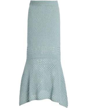 Matthew Bruch Striped Mesh Handkerchief Midi Skirt - Green