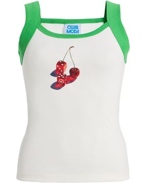 Club Moda Exclusive La Isla Cherry Dice Cotton Tank Top - White