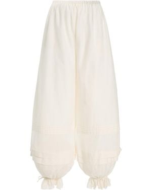 Posse Exclusive Pearl Cotton-Silk Trousers - White