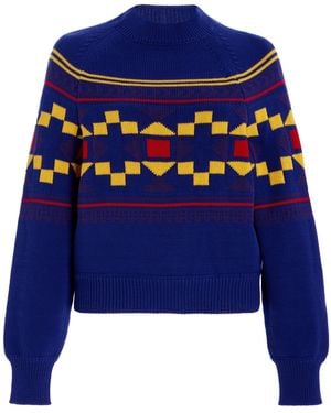 High Sport Lara Fair Isle Knit Cotton Jumper - Blue