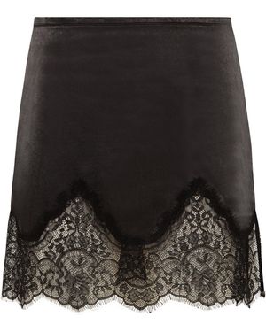 Siedres Witz Lace-trimmed Satin Mini Skirt - Black