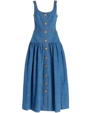 Adam Lippes Cassie Button-Front Denim Midi Dress - Blue