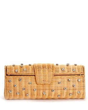Emm Kuo Paloma Crystal-Embellished Wicker Clutch - Natural