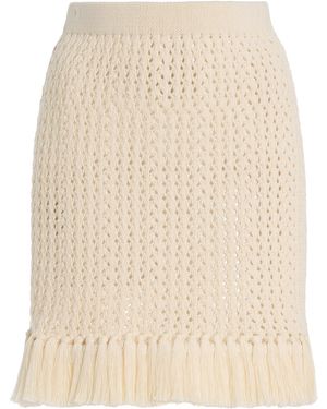 Escvdo Exclusive Espina Fringed Crocheted Cotton Mini Skirt - Natural
