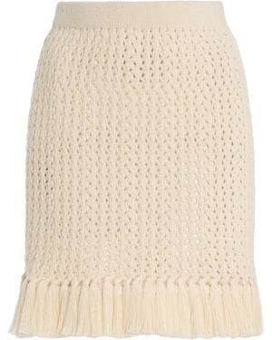 Escvdo Exclusive Espina Fringed Crocheted Cotton Mini Skirt - Natural