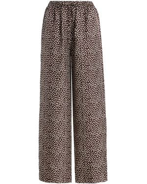 Asceno The Aurelia Silk Wide-Leg Pants - Brown
