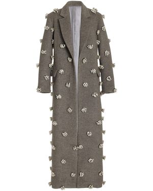 Brandon Maxwell Arden Embellished Camel Hair Coat - Gray