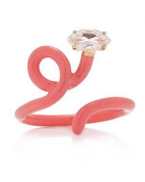 Bea Bongiasca Baby Vine Enameled 9k Rose Gold Crystal Ring - Red