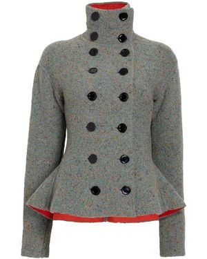Proenza Schouler Capucine Double-Breasted Donegal Wool Jacket - Grey