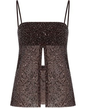 Ila Asita Split-Front Sequined Tank Top - Brown