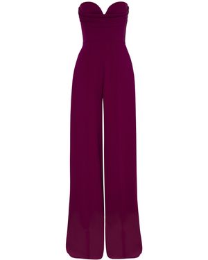 Alex Perry Hayden Draped Stretch Crepe Jumpsuit - Purple