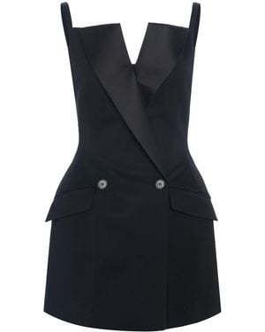 Givenchy Wool Grain De Poudre Mini Tuxedo Dress - Black