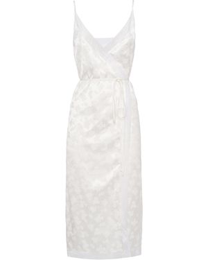 DES_PHEMMES Wrap Satin Midi Dress - White