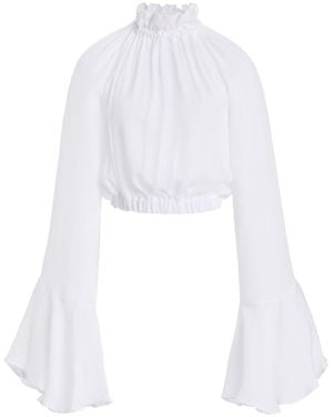 Francesca Miranda Exclusive Nero Ruffled Silk Top - White
