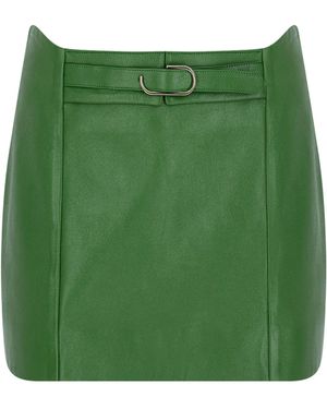 Zeynep Arcay 70's Mini Leather Skirt - Green