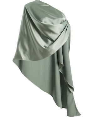 The New Arrivals Ilkyaz Ozel Exclusive Fume Satin Top - Green
