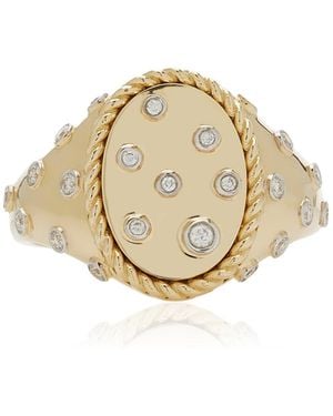 Yvonne Léon Diamond Signet Ring - Metallic