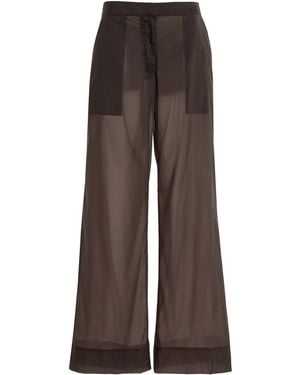 St. Agni Silk-Blend Organza Wide-Leg Trousers - Brown