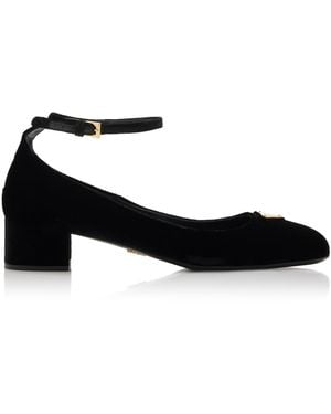 Prada Velvet Court Shoes - Black