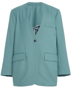 Sloan Exclusive Collarless Wool Blazer - Blue