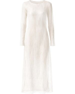 Chan Luu Ghost Crinkle Mesh Overlay Maxi Dress - White